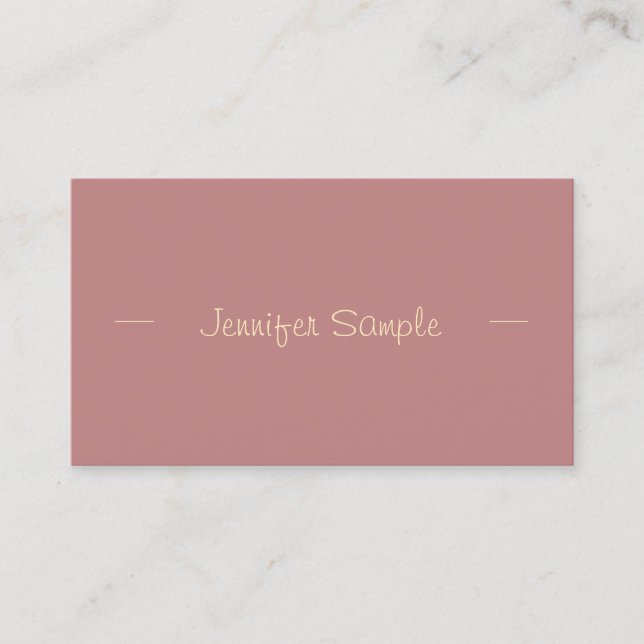 Carte De Visite Style moderne or à main Script chic rouge Brown (Devant)