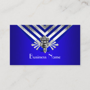 Carte De Visite Style moderne Royal Blue Silver Stripe Hinge