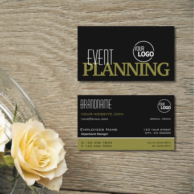 Carte De Visite Style noir et vert olive moderne avec logo (Créateur téléchargé)