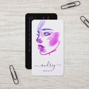 Carte De Visite Style Ombre Violet Beauté Aquarelle Script