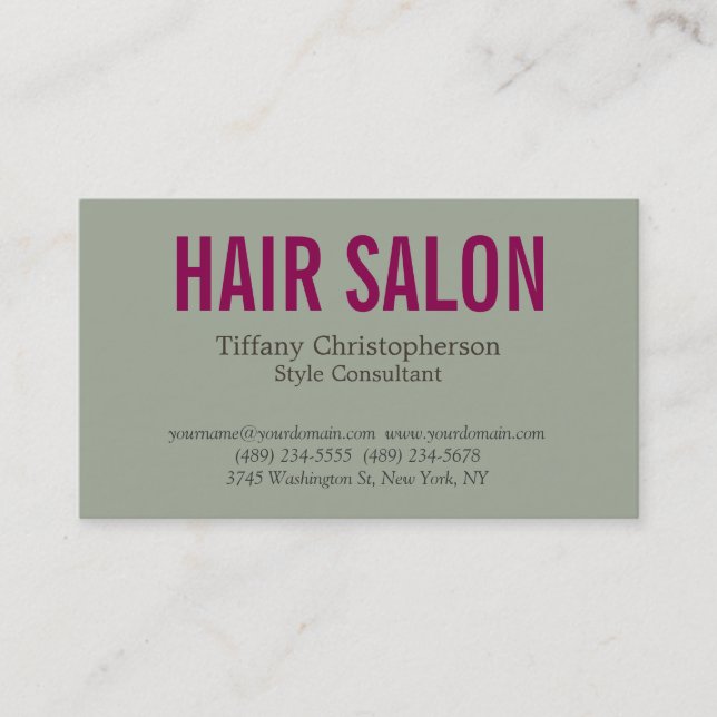 Carte De Visite Stylé Salon des cheveux Style Consultant Attractif (Devant)