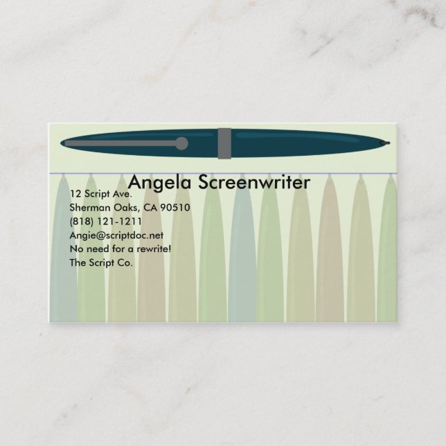 Carte De Visite Style stylo bleu (Devant)