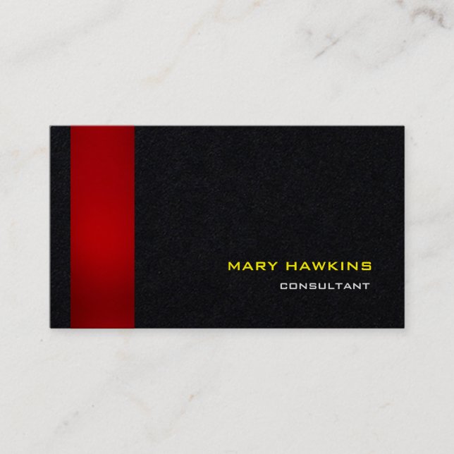 Carte De Visite Style tendance Rouge Noir moderne élégant Plain él (Devant)