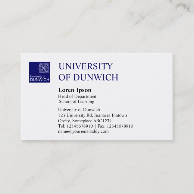 Carte De Visite Style universitaire - Marine profonde (Devant)