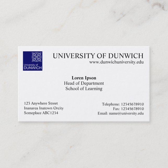 Carte De Visite Style universitaire v4 (Devant)