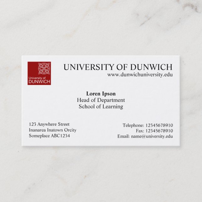 Carte De Visite Style v4 d'université (Devant)