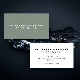 Carte De Visite Style Vert Sage avant et arrière Personnalisé