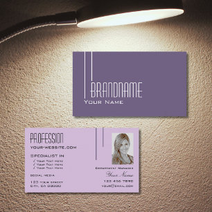 Carte De Visite Style violet Lilac Chic avec professionnel photo