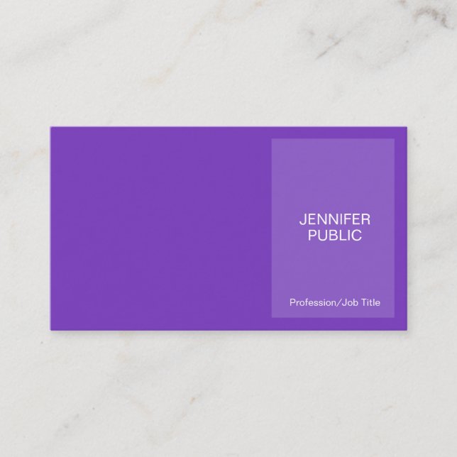 Carte De Visite Style Violet Moderne Professionnel Créatif Chic (Devant)