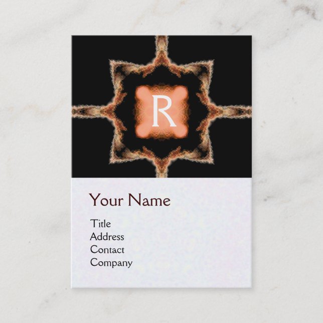 Carte De Visite STYLISÉ CARRÉ MONOGRAM rouge brun blanc, noir (Devant)