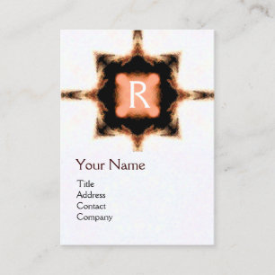 Carte De Visite STYLISÉ ROUGE BROWN MONOGRAM CARRÉ blanc