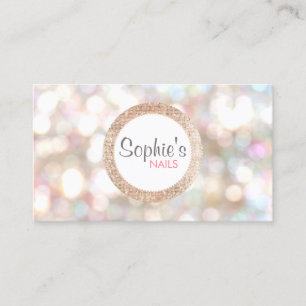 Carte De Visite Stylish Bokeh et Rose Gold Sequin Nail Salon