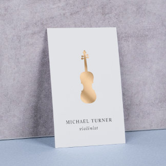 Carte De Visite Stylish Gold Violin Musician Minimal 