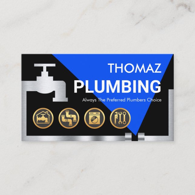Carte De Visite Stylish Leaking Faucet Plumbing Pipes (Devant)