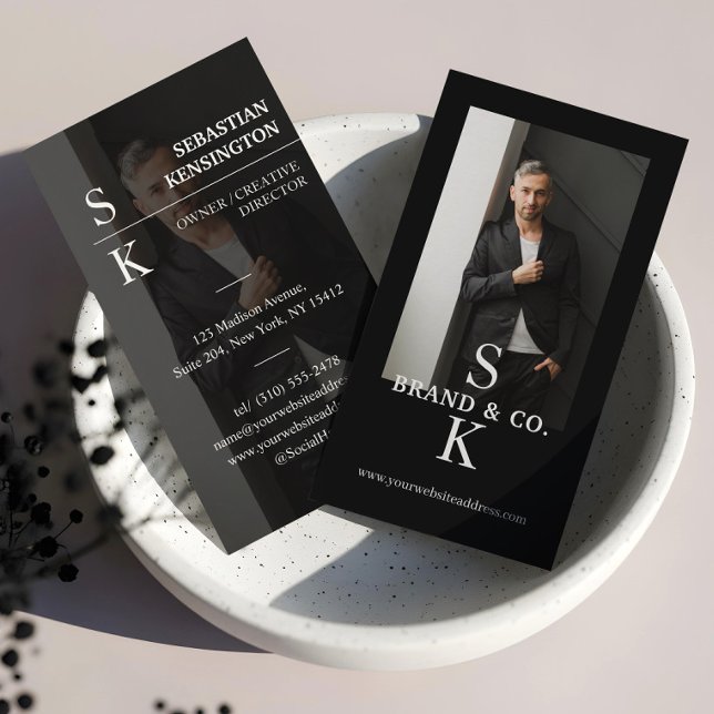 Carte De Visite Stylish Minimal Modern Monogram Professional Photo (Stylish Minimal Modern Monogram Professional Photo Business Card)