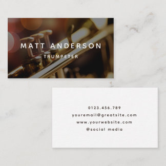 Carte De Visite Stylish Minimal Trumpet Photo Musician