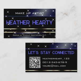 Carte De Visite Stylish Navy Blue Black Gold Parties scintillant é