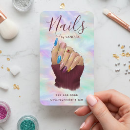 Carte De Visite Stylish Opal Manicurist Artist Modern Nail Salon