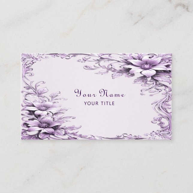 Carte De Visite Stylish Purple Flowers Business Card (Devant)