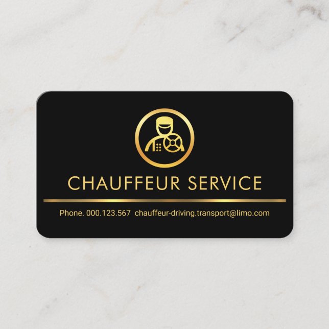 Carte De Visite Stylish Retro Gold Chauffeur Driver Taxi Cab (Devant)