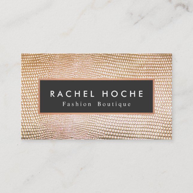 Carte De Visite Stylish Retro Gold Snake Skin Mode Boutique (Devant)