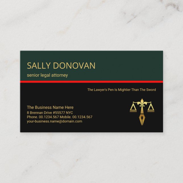 Carte De Visite Stylish Retro Layer Red Line Consultant juridique (Devant)