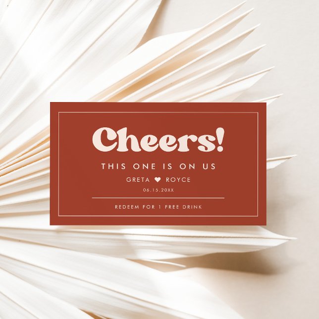 Carte De Visite Stylish retro Terracotta Mariage billet de boisson (Créateur téléchargé)