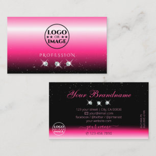 Carte De Visite Stylish Rose noir Ombre Sparkle Diamonds Ajouter u
