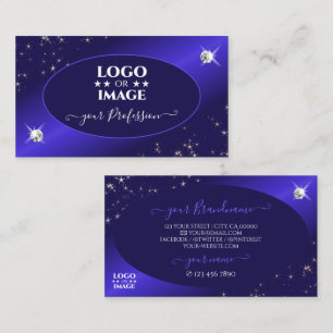 Carte De Visite Stylish Royal Blue Parties scintillant Stars Diamo