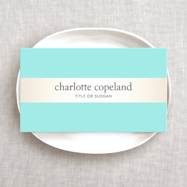 Carte De Visite Stylish Satin Stripe Aqua Turquoise Beauté (Créateur téléchargé)