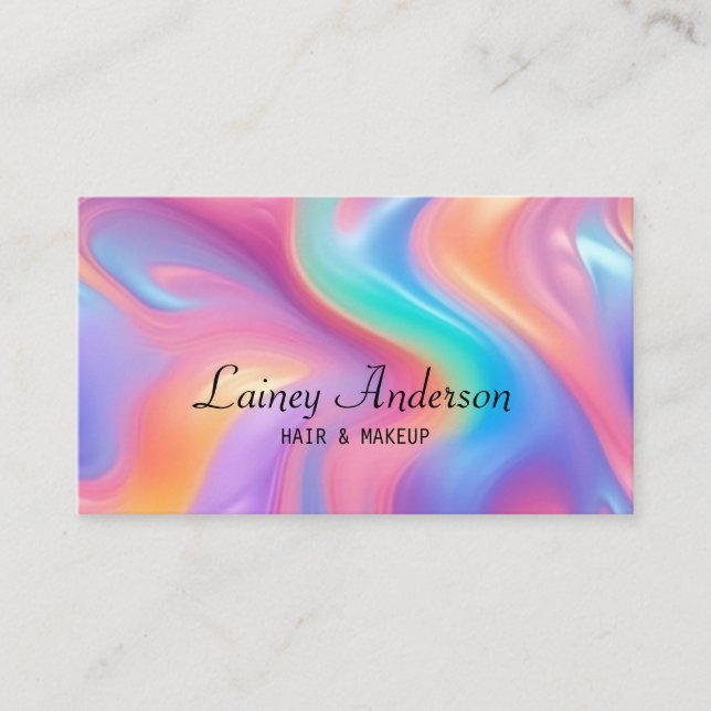 Carte De Visite Stylish Trendy groovy neon faux holograpic (Devant)