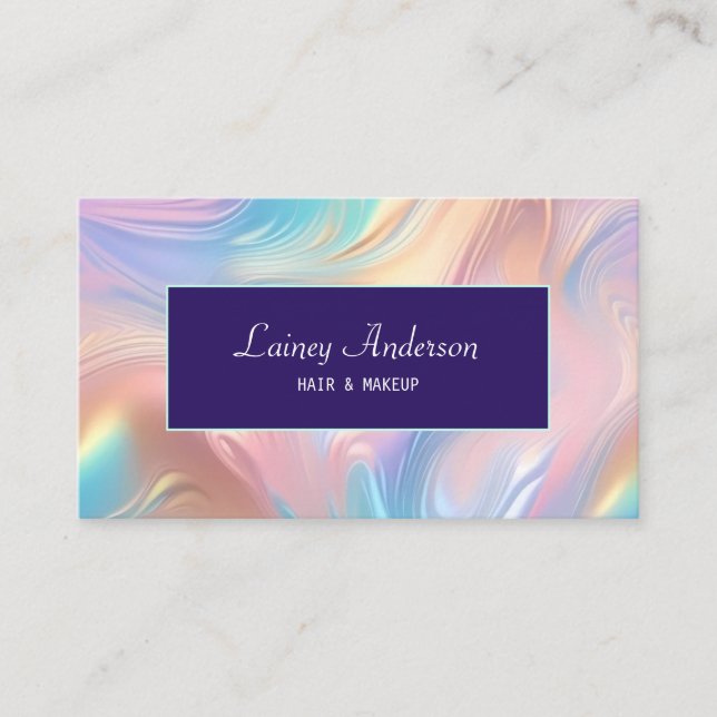 Carte De Visite Stylish Trendy groovy pastel faux holographic (Devant)