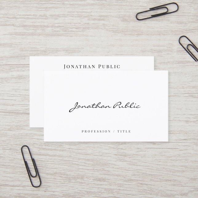Carte De Visite Stylish Trendy Modern Minimalist Template Script (Devant/Arrière en situation)