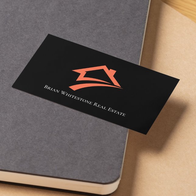Carte De Visite Stylish Unique Black Real Estate Agent (Stylish Unique Black Real Estate Agent Business Card)
