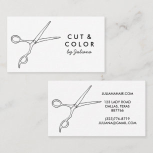 Carte De Visite Styliste cheveux ciseaux chic Line Art minimaliste