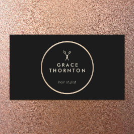 Carte De Visite Styliste de cheveux moderne Ciseaux d'or noir