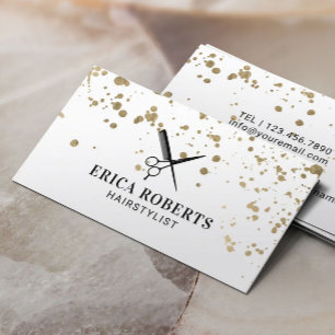 Carte De Visite Styliste de cheveux Plaques dorées modernes Coiffe