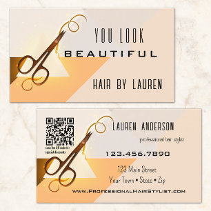 Carte De Visite Styliste de cheveux professionnels Beauté QR Code