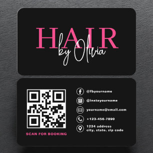 Carte De Visite Styliste de cheveux QR Code Typographie moderne