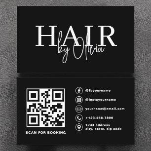 Carte De Visite Styliste de cheveux QR Code Typographie moderne