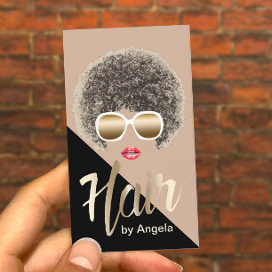 Carte De Visite Styliste De Cheveux Scripts D'Or Moderne Afro Hair