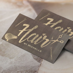 Carte De Visite Styliste de cheveux Typographie Vintage de l'or Sa