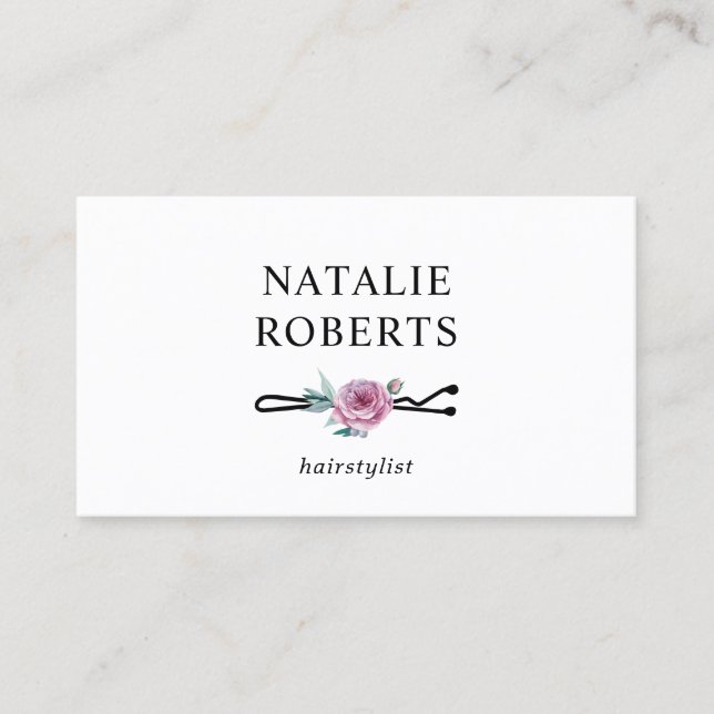 Carte De Visite Styliste de cheveux Vintage Fleur Bobby Pin Beauty (Devant)