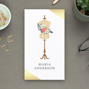 Carte De Visite Styliste De Mode Mannequin De Style Floral Retro