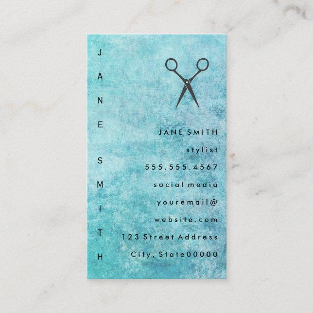 Carte De Visite Styliste de texture gris bleu posh (Devant)