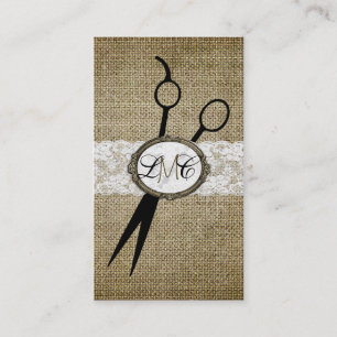 Carte De Visite styliste en coiffure élégant de toile de jute et