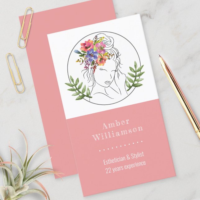 Carte De Visite Styliste Esthétique moderne Spa Élégant Chic Flora (Créateur téléchargé)