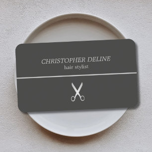 Carte De Visite Styliste minimaliste des ciseaux de ligne foncée