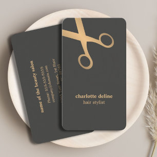 Carte De Visite Styliste minimaliste en gris chic Faux en or cisea