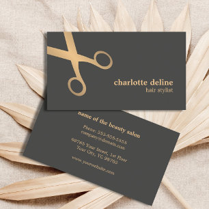 Carte De Visite Styliste minimaliste en gris chic Faux en or cisea